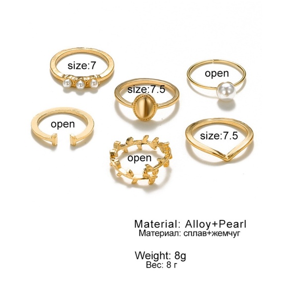 **GIANINA* 6-Pc Gold x Pearl Fashion Ring Set - Picture 5 of 5